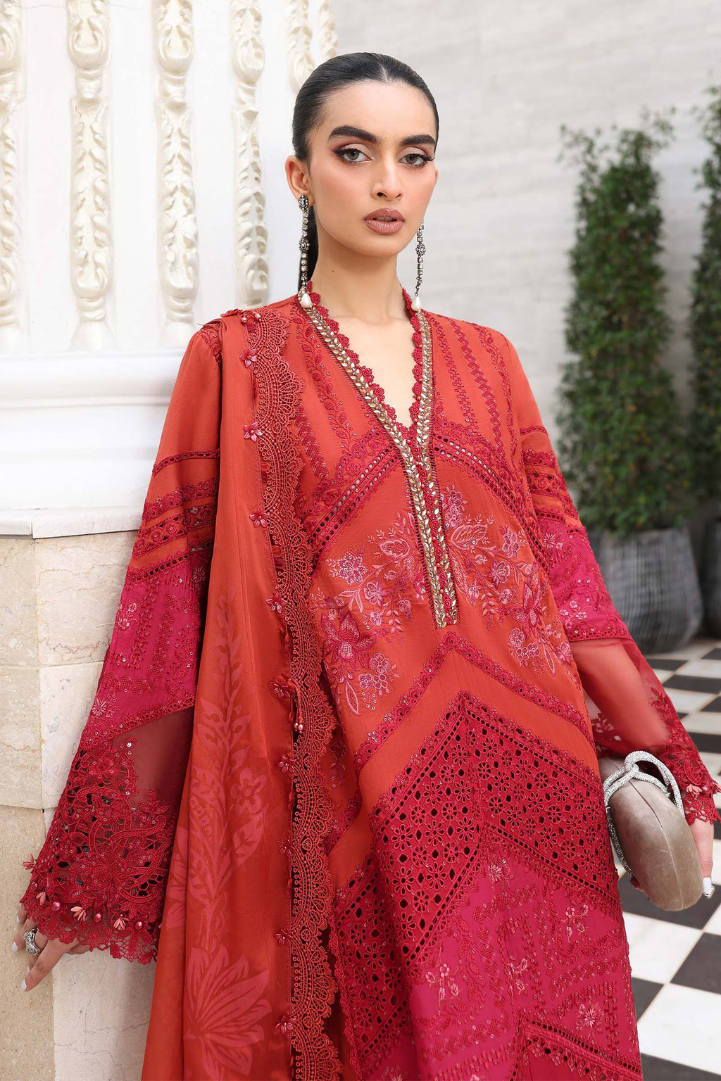 3 Piece Unstitched Embroidered Lawn Suit In Stock BARCODE:EL-26-13-Default  Price