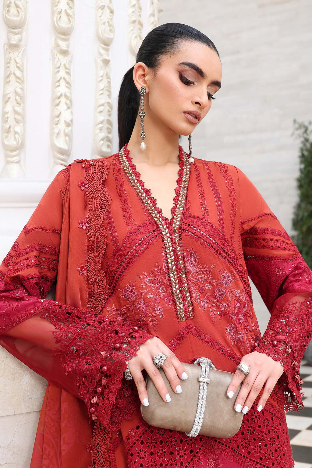 3 Piece Unstitched Embroidered Lawn Suit In Stock BARCODE:EL-26-13-Default  Price