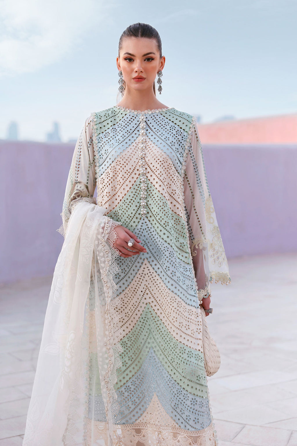 3 Piece Unstitched Embroidered Lawn Suit
