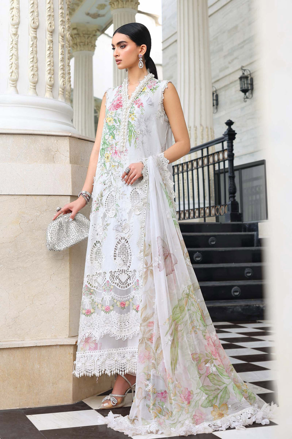 3 Piece Uns3 Piece Uns3 Piece Unstitched Embroidered Jacquard Lawn Suit