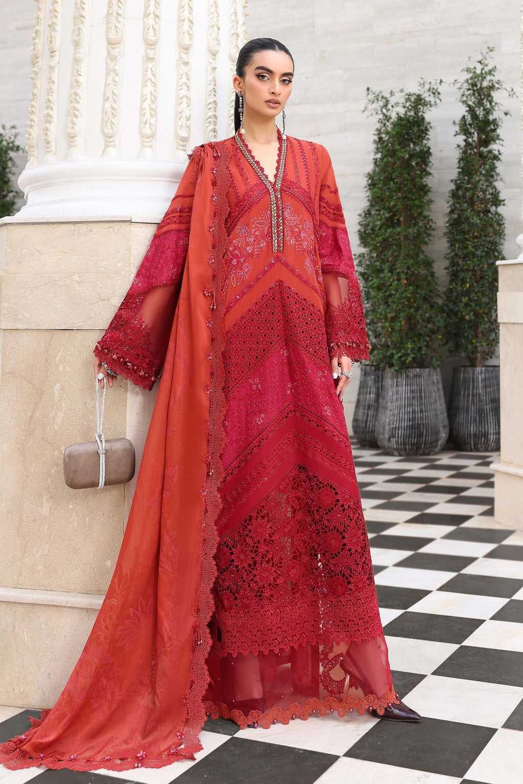 3 Piece Unstitched Embroidered Lawn Suit In Stock BARCODE:EL-26-13-Default  Price