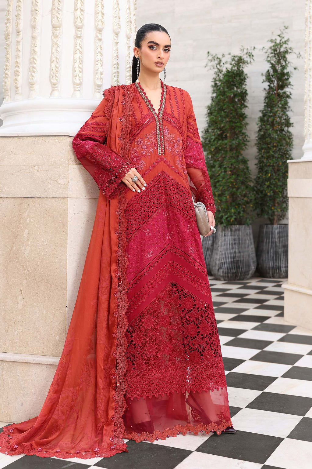 3 Piece Unstitched Embroidered Lawn Suit In Stock BARCODE:EL-26-13-Default  Price