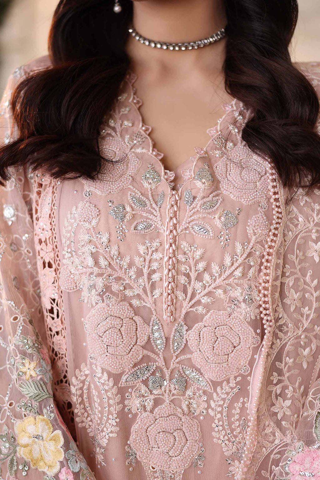 3 Piece Unstitched Embroidered Chiffon Suit