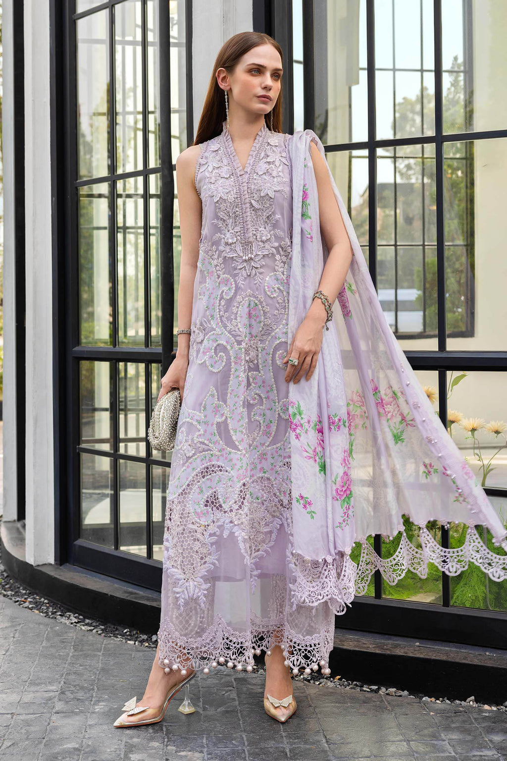 3 Piece Unstitched Embroidered Lawn Suit