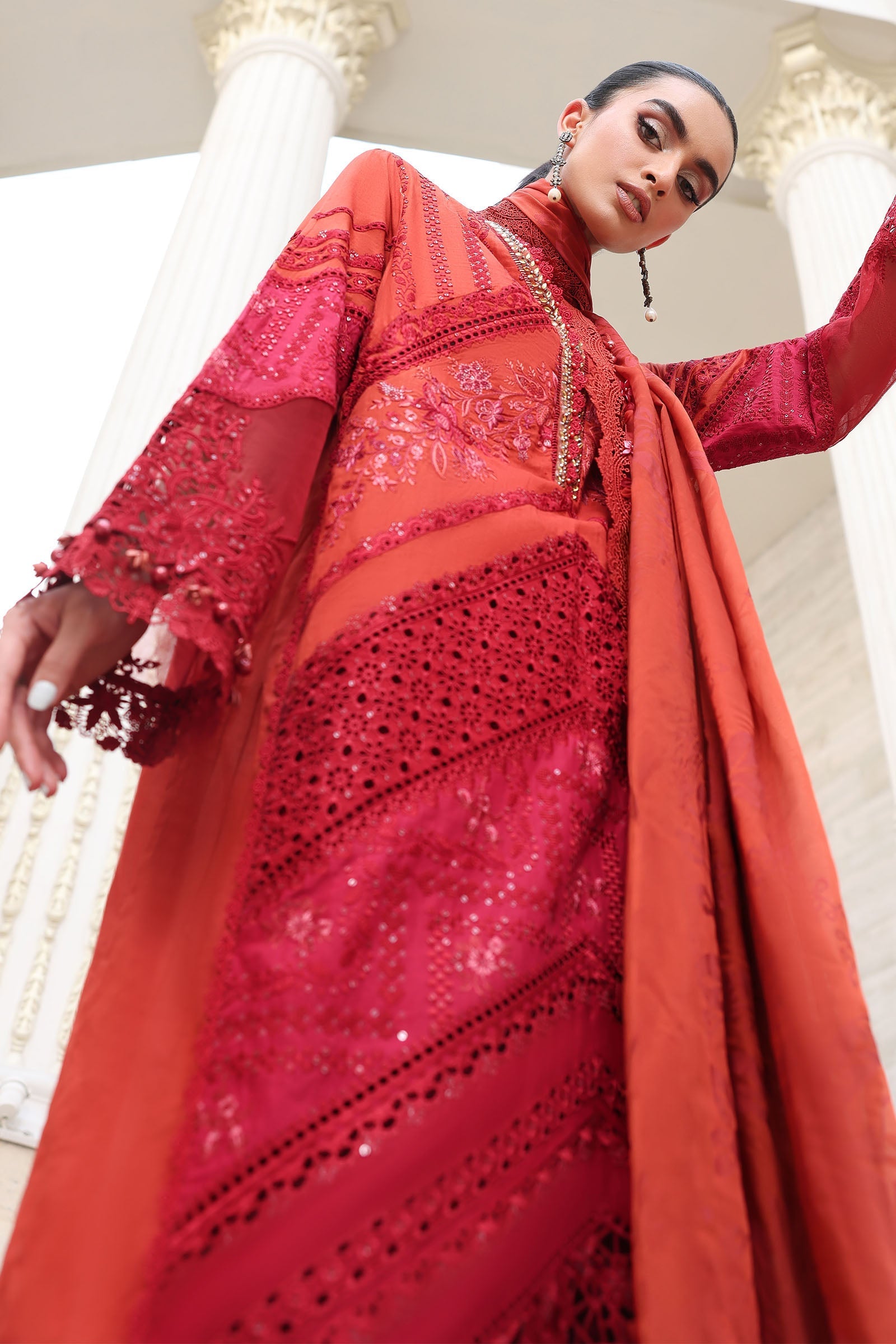 3 Piece Unstitched Embroidered Lawn Suit In Stock BARCODE:EL-26-13-Default  Price