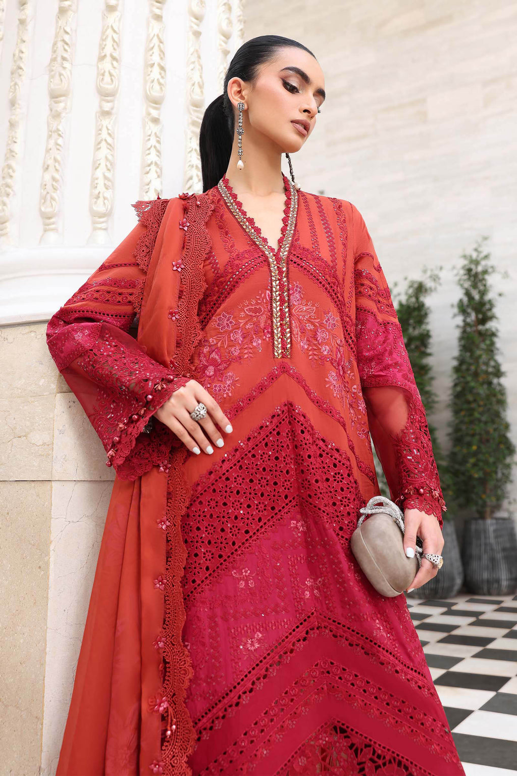3 Piece Unstitched Embroidered Lawn Suit In Stock BARCODE:EL-26-13-Default  Price