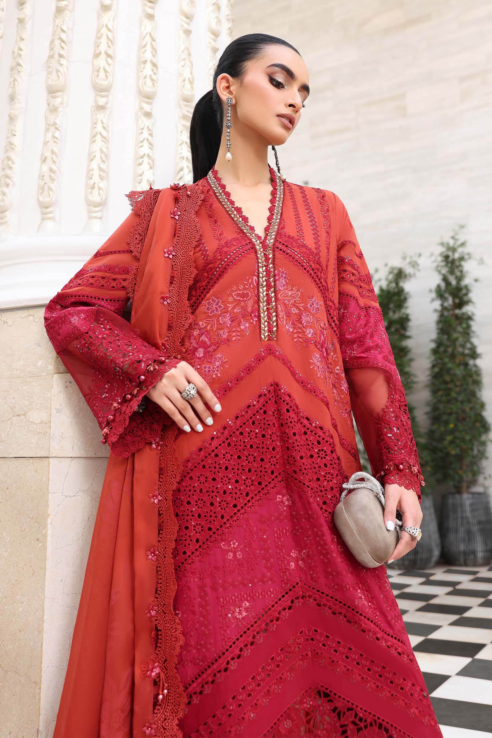 3 Piece Unstitched Embroidered Lawn Suit In Stock BARCODE:EL-26-13-Default  Price